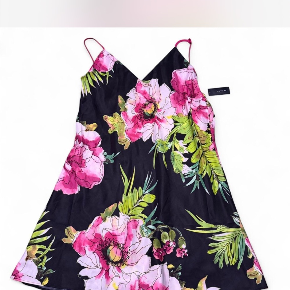Natori Pink and Green Floral Dress